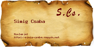 Simig Csaba névjegykártya